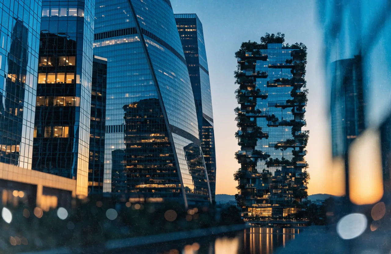 Lo skyline business di Milano a Porta Nuova al tramonto