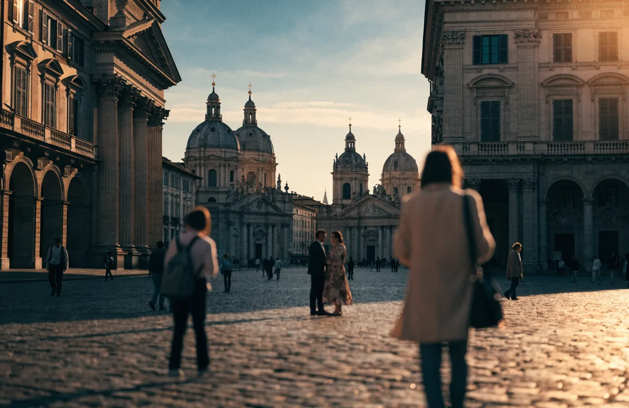 Piazza San Carlo a Torino al tramonto